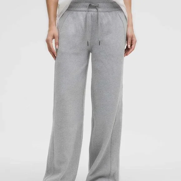 NWT Lululemon Scuba Mid-Rise Wide-Leg Pant *Regular, Sz S, Heathered Medium Grey - Picture 1 of 7